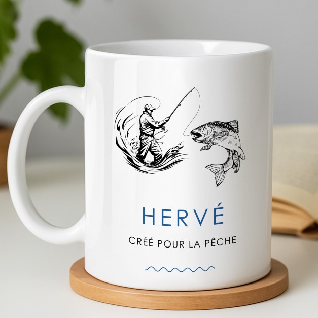 Mug blanc en céramique avec impression pour homme pecheur anniversaire