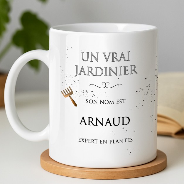 Mug blanc en céramique avec impression pour grand père jardinier