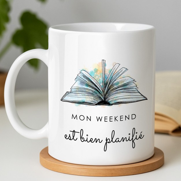 Mug blanc en céramique avec impression pour femme lectrice