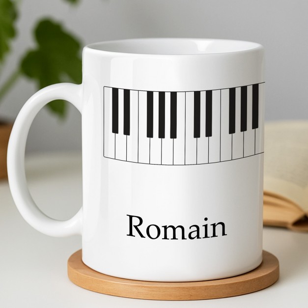 Mug blanc en céramique avec impression pour lui musicien pianiste