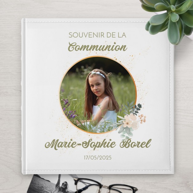 Album photo 10x15 avec photo imprimée sur la couverture pour fille première communion