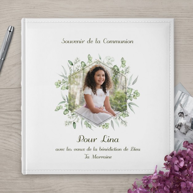 Album photo 10x15 avec photo imprimée sur la couverture pour filleule communion