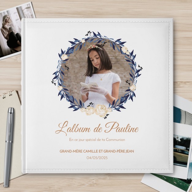 Album photo 10x15 avec photo imprimée sur la couverture pour petite-fille communion