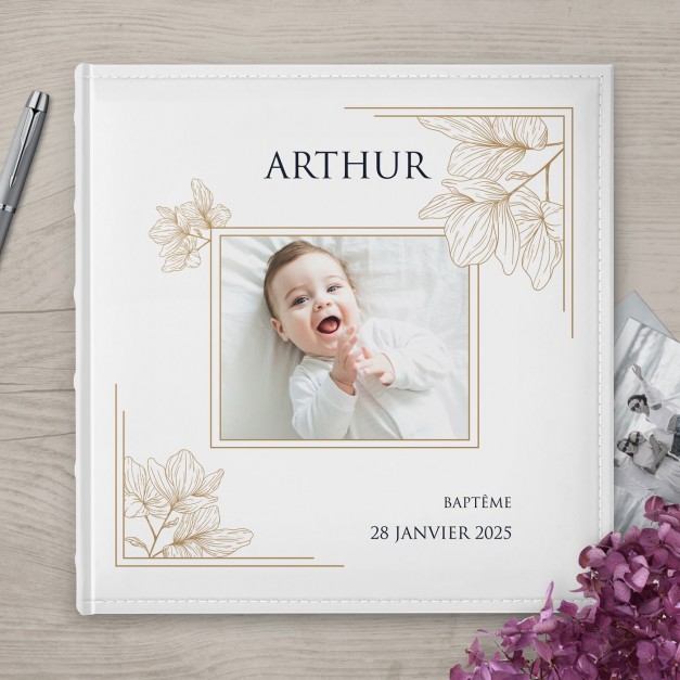 Album photo 10x15 avec photo imprimée sur la couverture pour fils baptême