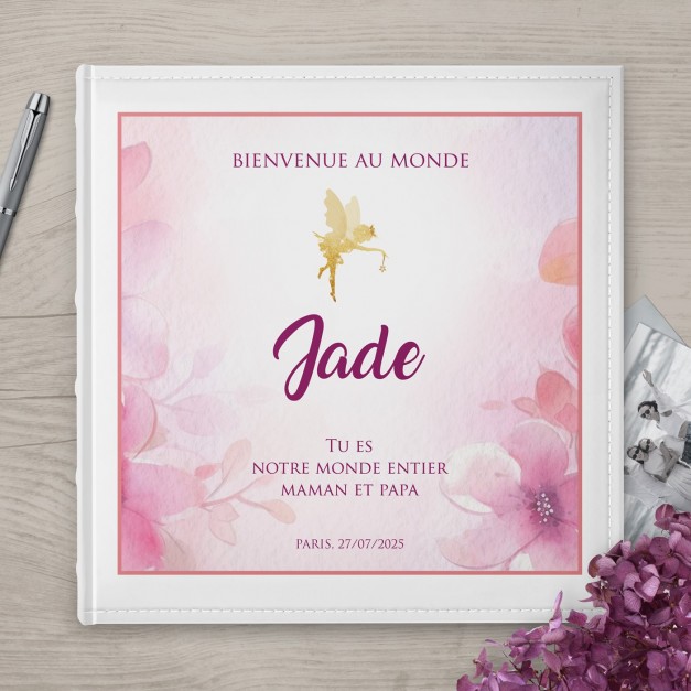 Album photo personnalisé avec impression pour la naissance d'une petite fille