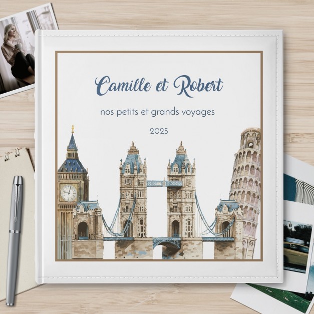 Album photo avec personnalisation pour un couple passionné de voyages pour l'anniversaire de mariage