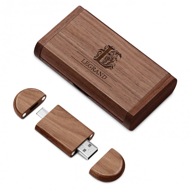 Clé USB en bois avec gravure 64 Go dans une boîte magnétique pour l'anniversaire d'un mari