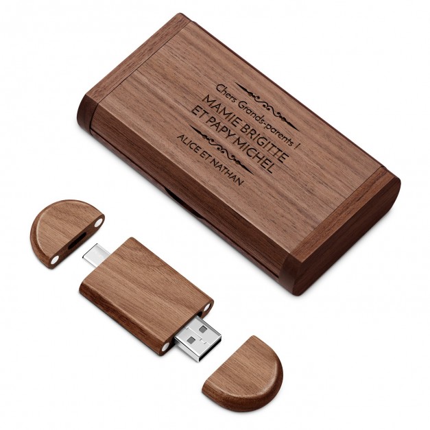 Clé USB en bois avec gravure 64 Go dans une boîte magnétique pour grands-parents pour l'anniversaire de mariage
