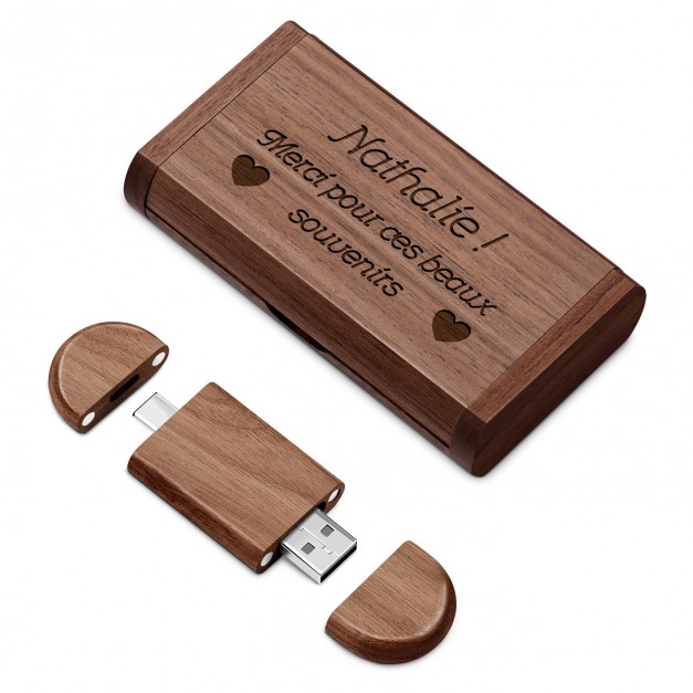 Clé USB en bois personnalisée 64 Go dans une boîte magnétique pour une sœur pour remerciement