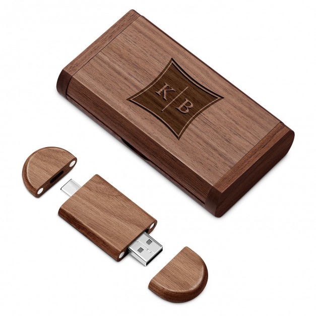 Clé USB en bois personnalisée 64 Go dans une boîte magnétique pour un couple pour l'anniversaire de mariage