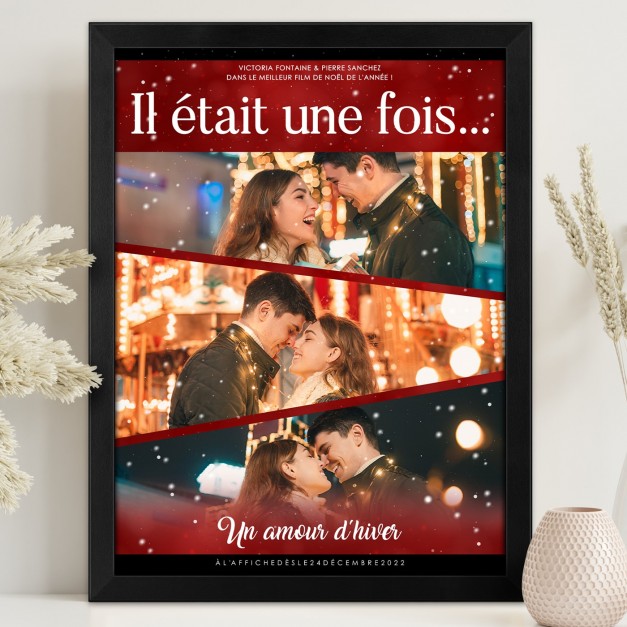 Poster encadré personnalisé avec votre photo pour couple pour Noël 