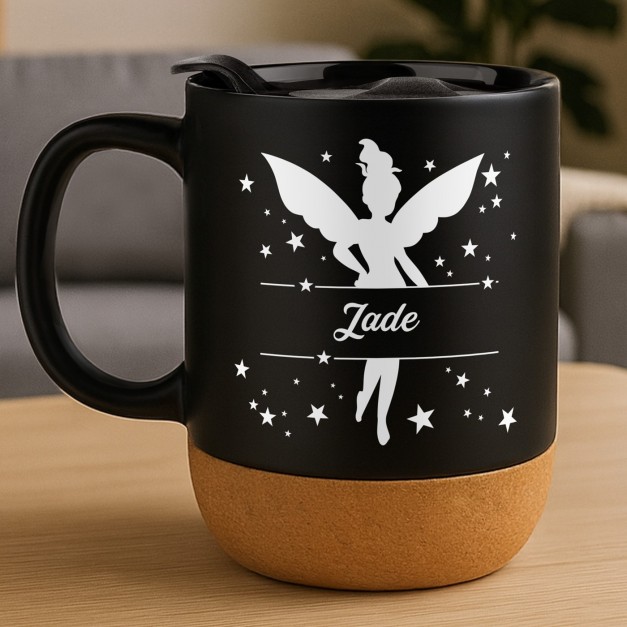 Mug noir avec impression et couvercle pour enfant fille garçon anniversaire