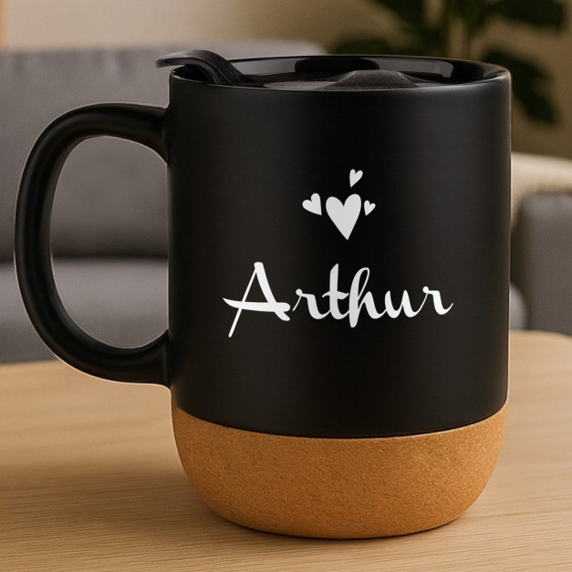 Mug noir avec impression et couvercle pour mari petit copain saint valentin