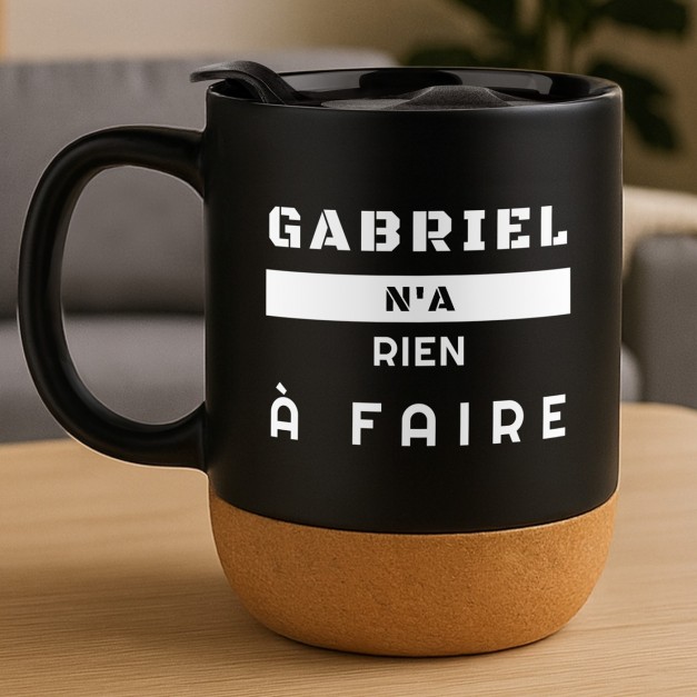 Mug noir avec impression et couvercle pour retraité ingénieur anniversaire