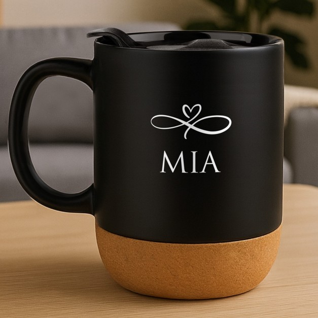 Mug noir avec impression et couvercle pour femme copine anniversaire