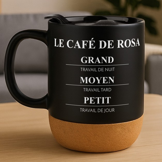 Mug noir avec impression et couvercle pour femme elle anniversaire