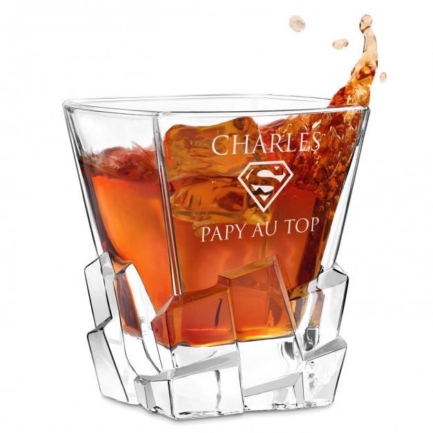 Verre à whisky Ice Blink avec gravure pour l'anniversaire de papy
