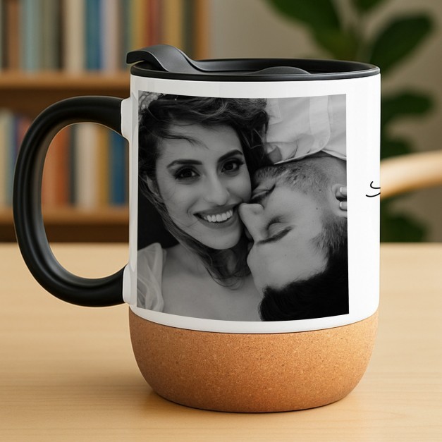 Mug blanc avec impression et couvercle pour couple saint valentin