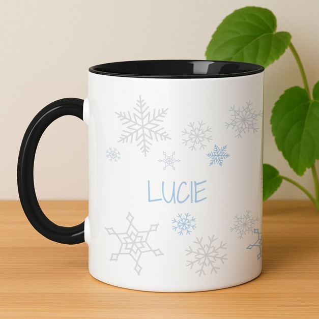 Tasse en céramique blanche et fond noir personnalisée avec impression pour une épouse pour Noël