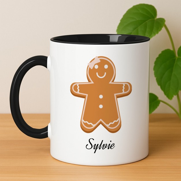 Tasse en céramique blanche et fond noir avec personnalisation pour une amie pour Noël