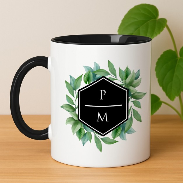 Tasse en céramique blanche et fond noir personnalisée avec impression pour elle ou pour lui pour l'anniversaire de mariage