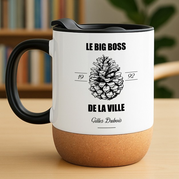 Mug blanc avec impression et couvercle pour homme anniversaire