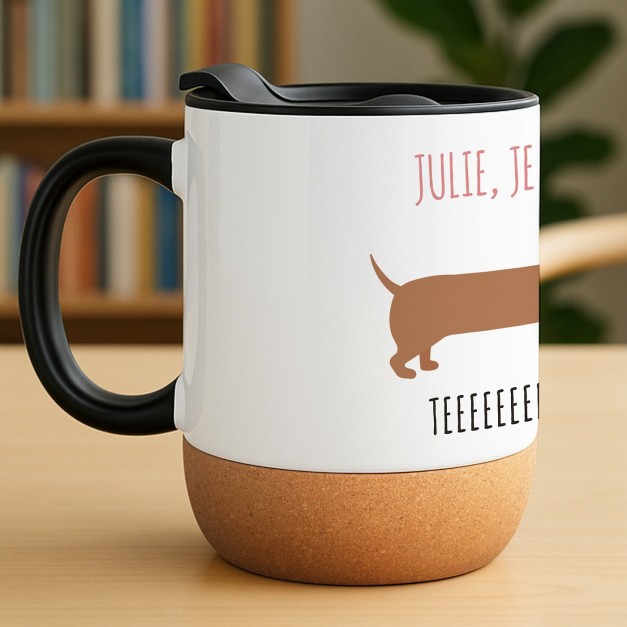 Mug blanc avec impression et couvercle pour homme passion chiens