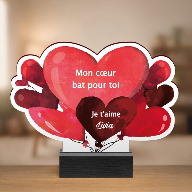 Statuette en bois personnalisée pour un proche pour la Saint-Valentin