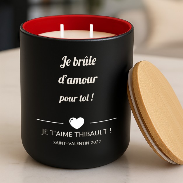Bougie en cire de soja avec gravure pour un mari pour la Saint-Valentin