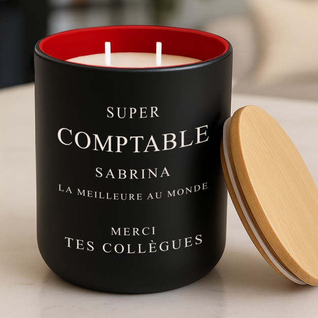Bougie en cire de soja avec gravure pour une collègue pour son anniversaire