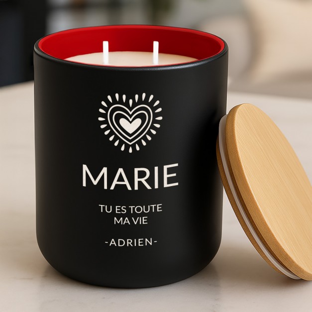 Bougie en cire de soja avec gravure pour une épouse pour son anniversaire