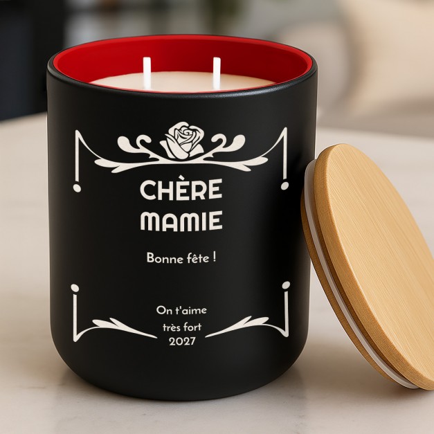 Bougie en cire de soja personnalisée pour mamie pour la fête des grands-mères