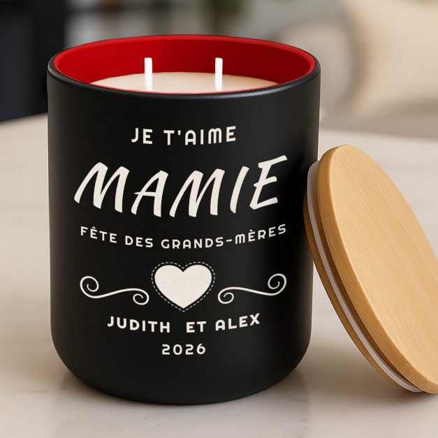 Bougie en cire de soja personnalisée pour la fête des grands-mères