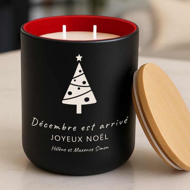 Bougie en cire de soja avec gravure pour parents pour Noël