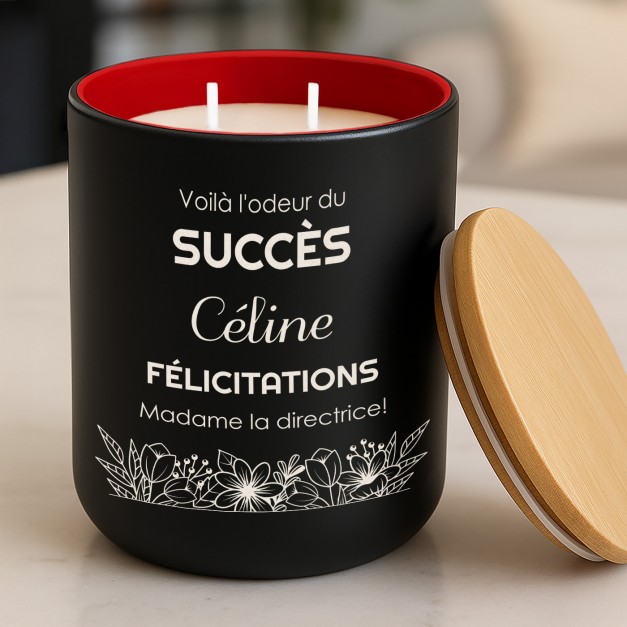 Bougie en cire de soja personnalisée pour une collègue pour une promotion de travail
