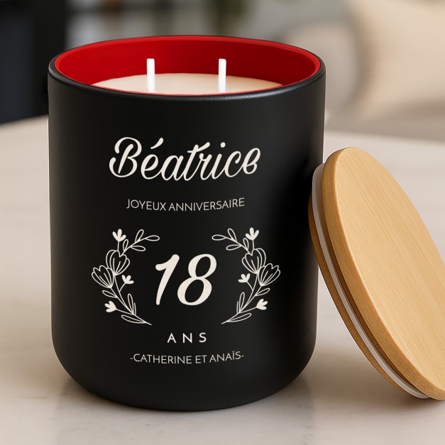 Bougie en cire de soja personnalisée pour une copine pour ses 18 ans