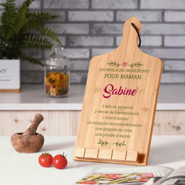 Support de livre personnalisé en forme de planche à découper pour maman pour Noël
