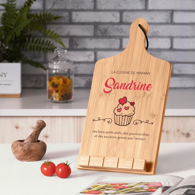 Support de livre en forme de planche à découper avec impression pour maman