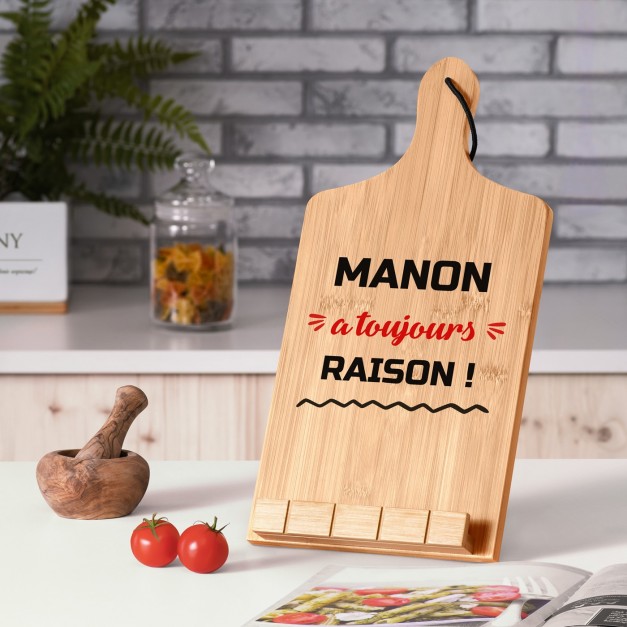 Support de livre personnalisé en forme de planche à découper pour une copine pour une crémaillère