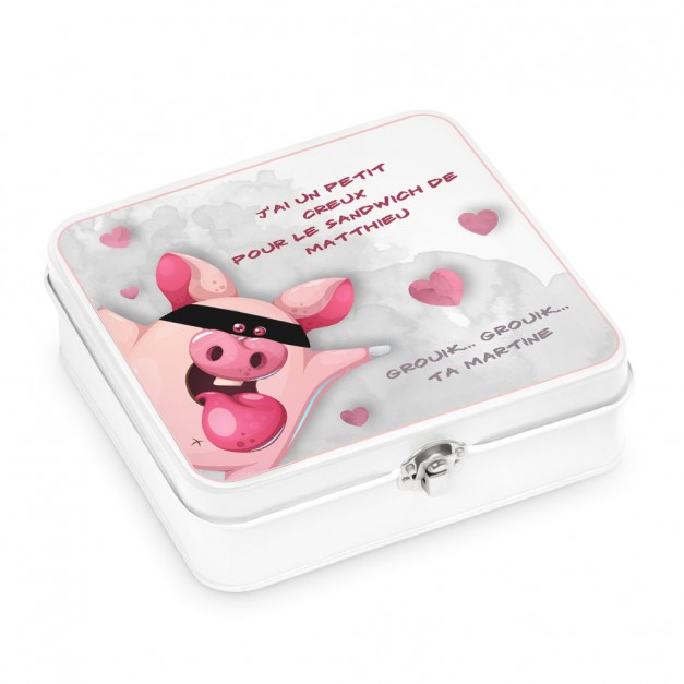 Boîte à snacks blanche en métal avec impression pour un mari pour la Saint-Valentin