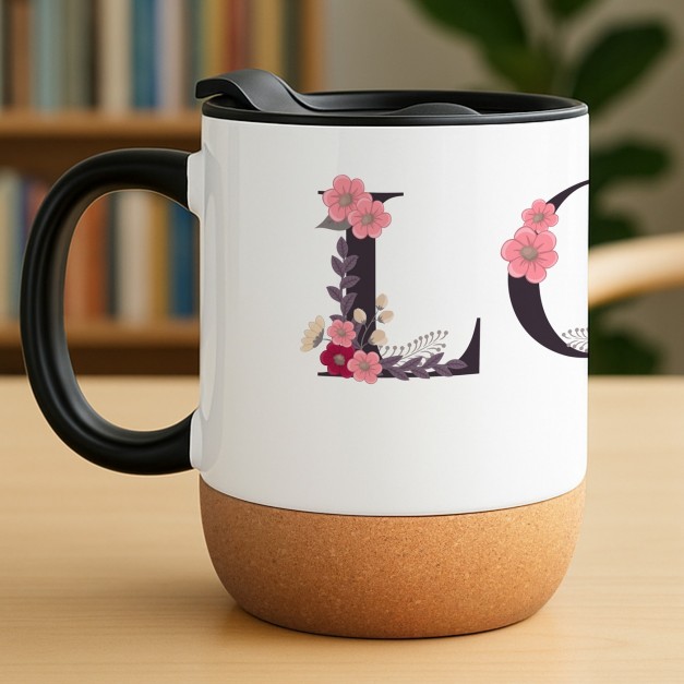 Mug blanc avec impression et couvercle pour elle saint valentin