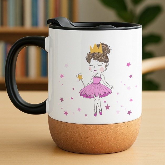 Mug blanc avec impression et couvercle pour enfant fille anniversaire