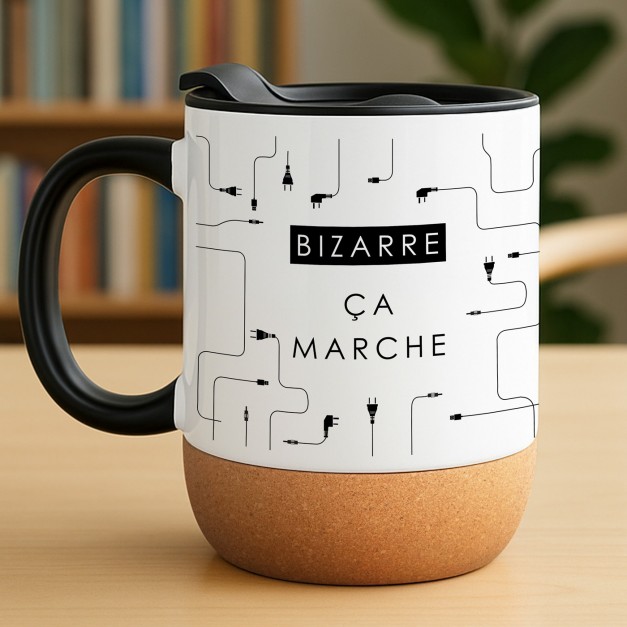 Mug blanc avec impression et couvercle pour un copain informaticien