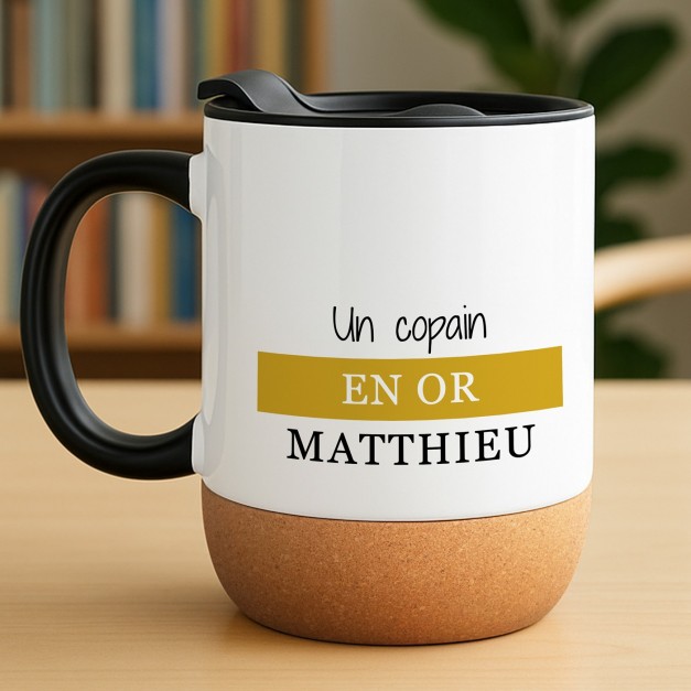 Mug blanc avec impression et couvercle pour lui copain petit-ami