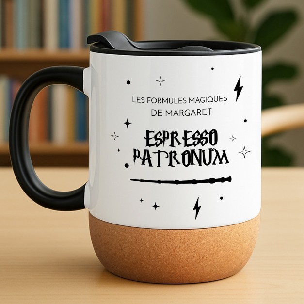 Mug blanc avec impression et couvercle pour elle lui fan de Harry Potter