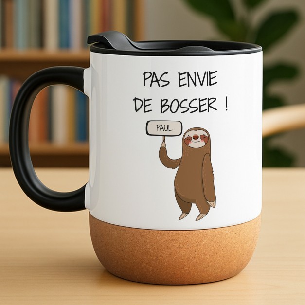 Mug blanc avec impression et couvercle pour un collègue de travail