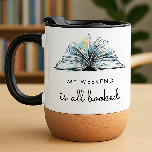 Mug blanc avec impression et couvercle pour elle prof bouquineuse