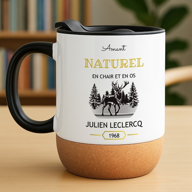 Mug blanc avec impression et couvercle pour lui ami petit copain