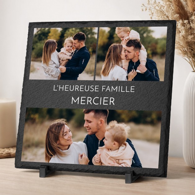 Pierre en ardoise avec impression avec photo pour un couple pour une crémaillère