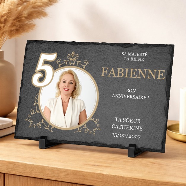 Pierre en ardoise personnalisée avec photo pour une sœur pour ses 50 ans